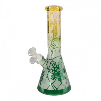 Black Leaf Sandblast Ice Bong Green